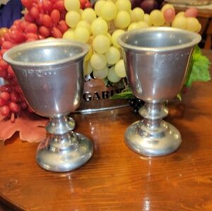 Vintage RWP Wilton Armetale Pewter Plough Tavern Wine/Water GobletsRalph Wilton